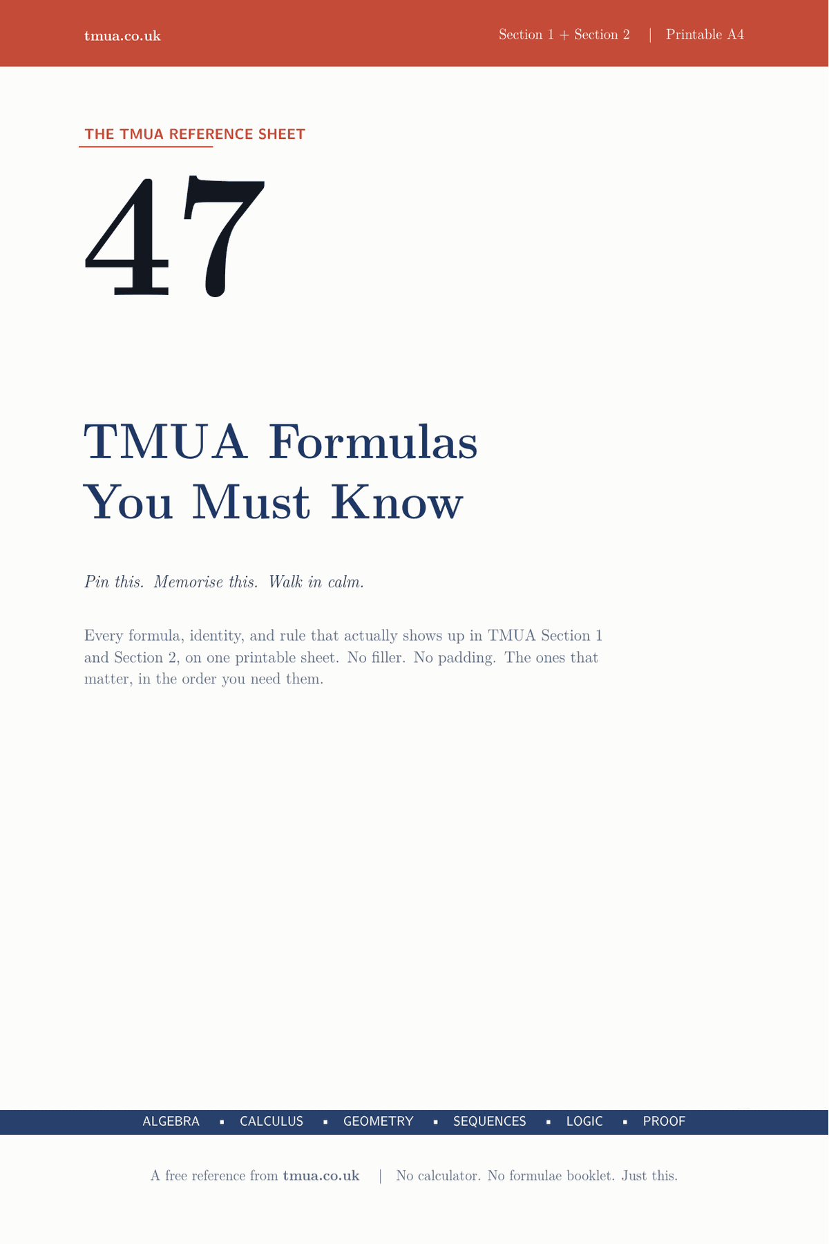 47 TMUA Formulas You Must Know