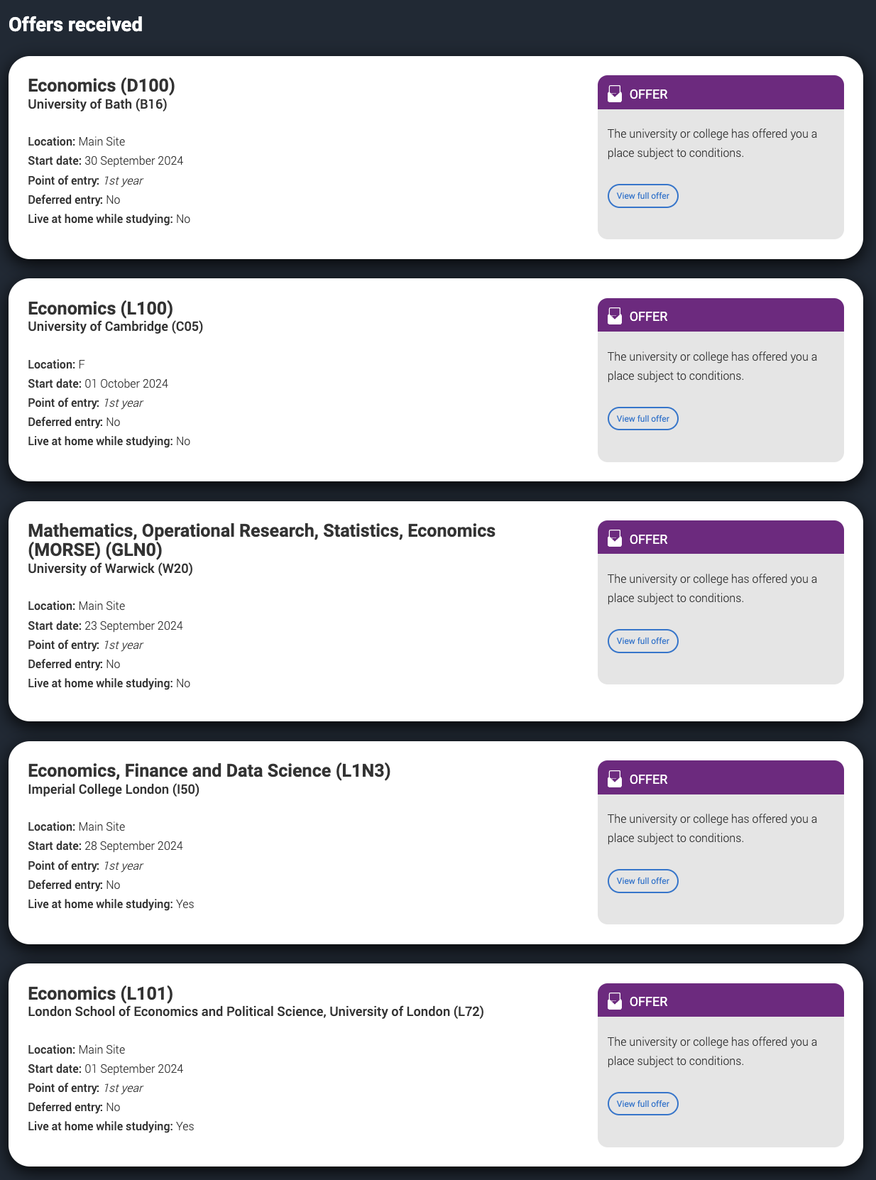 5/5 UCAS Offers